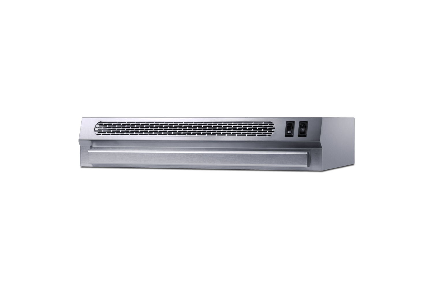 20 inch wide under cabinet retractable range hood for ductless use in stainless steel, made in the USA